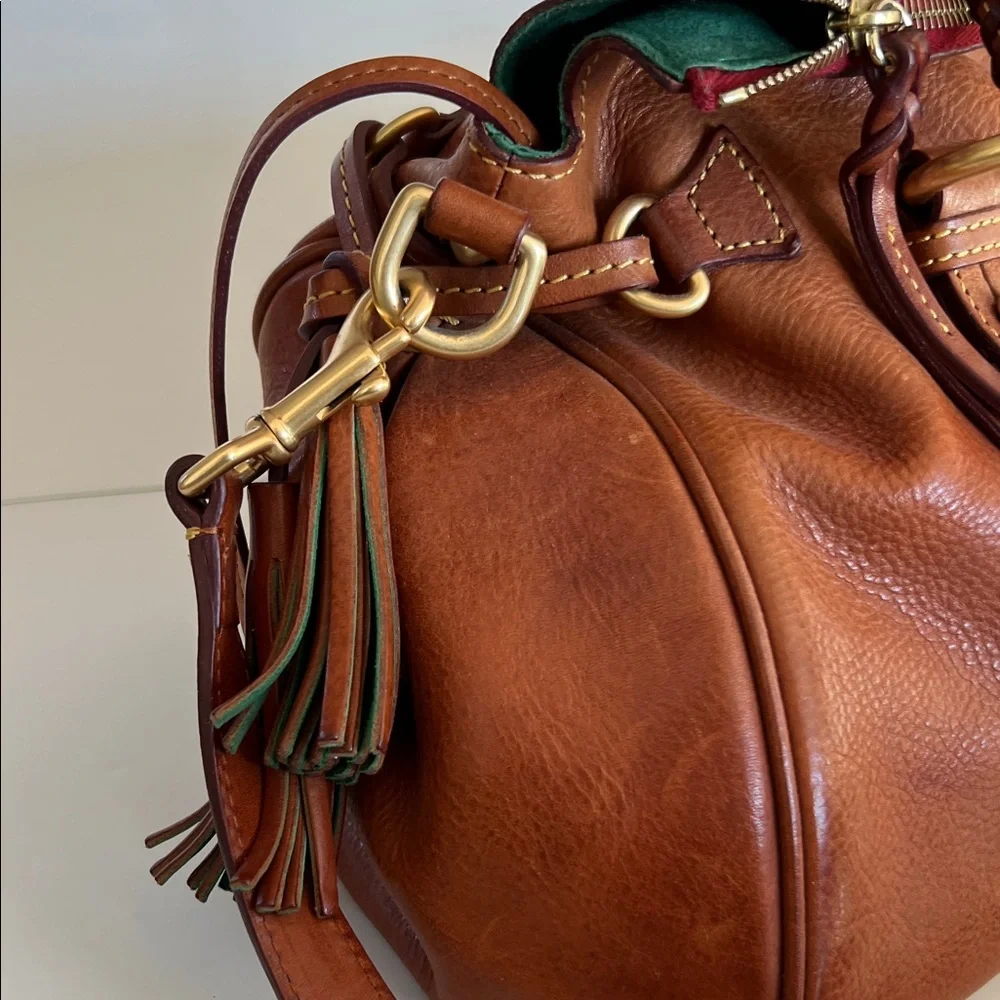 Dooney & Bourke Brown Leather Satchel with Gold Accents - Picture 3 of 9